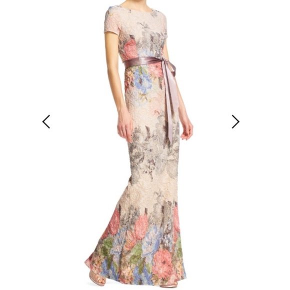 BHLDN Dresses & Skirts - BHLDN Adrianna Papell Floral Matelasse Gown